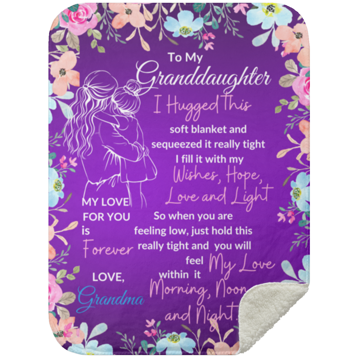 Granddaughter Flower Sweet Words Blanket