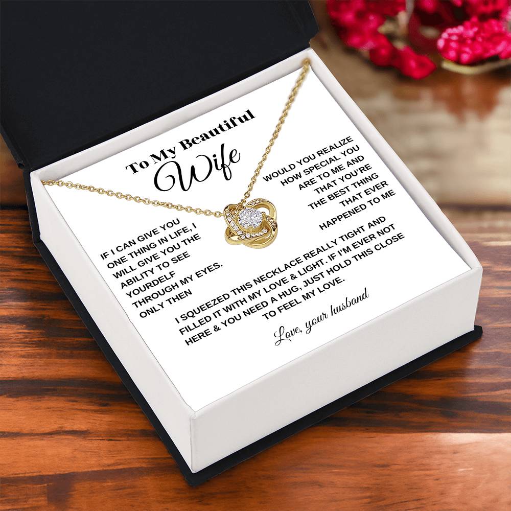 To My Beautiful Wife Love Knot Necklace