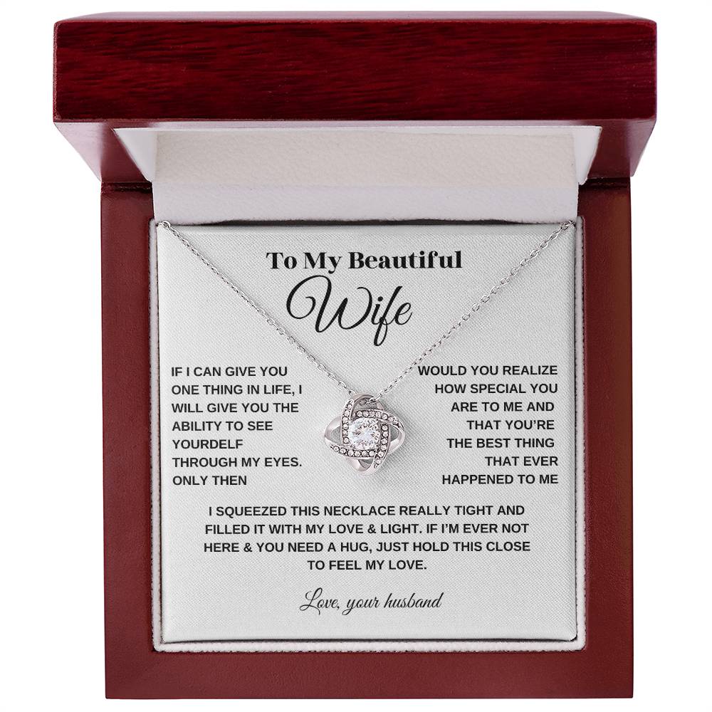 To My Beautiful Wife Love Knot Necklace