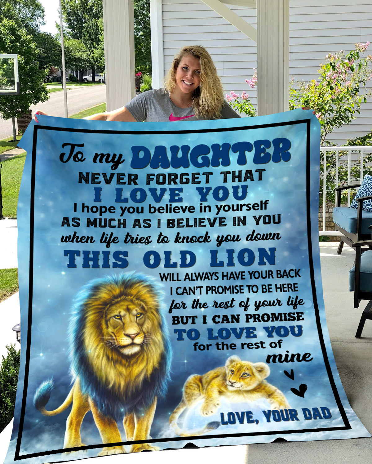 I Love You  Daughter Blanket (blue)