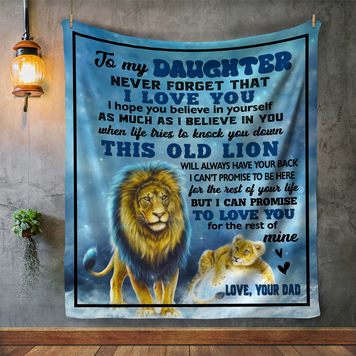 I Love You  Daughter Blanket (blue)