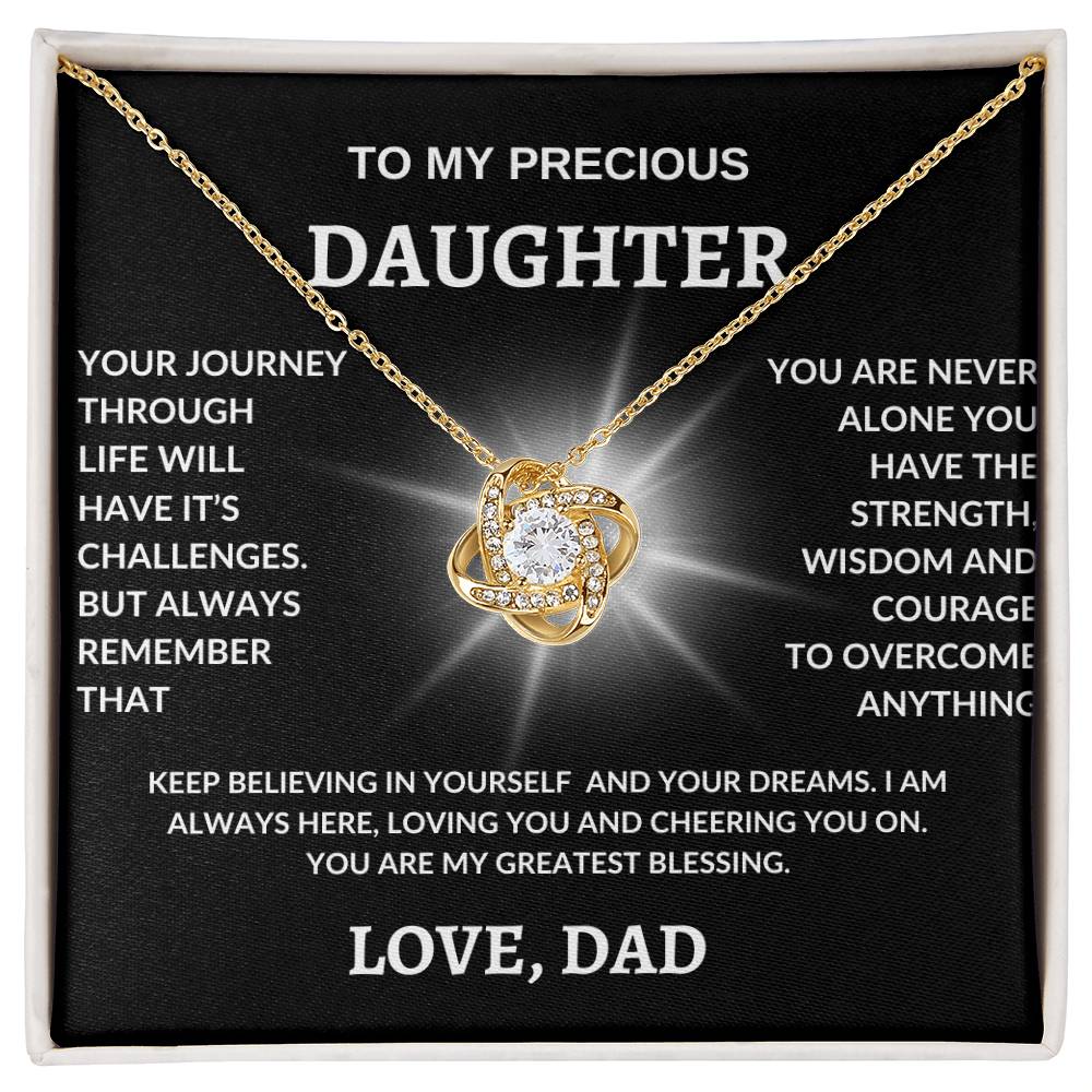 To My Precious Daughter Love Dad! Love Knot Necklace