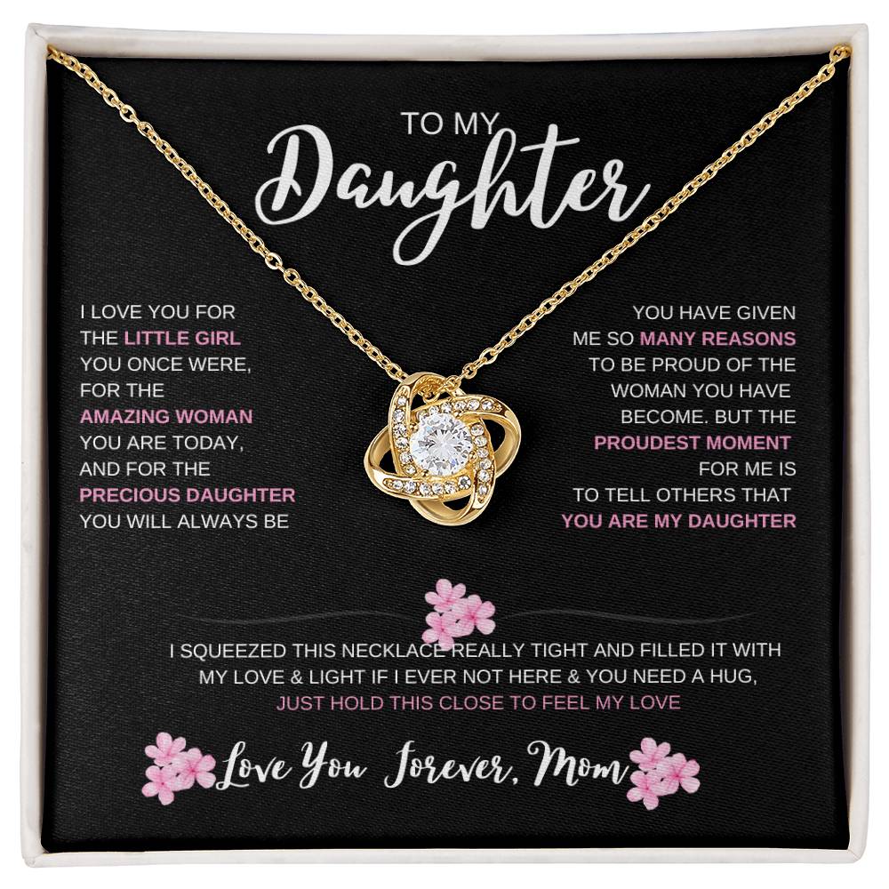 TO My Daughter Love, Mom! Loveknot Necklace