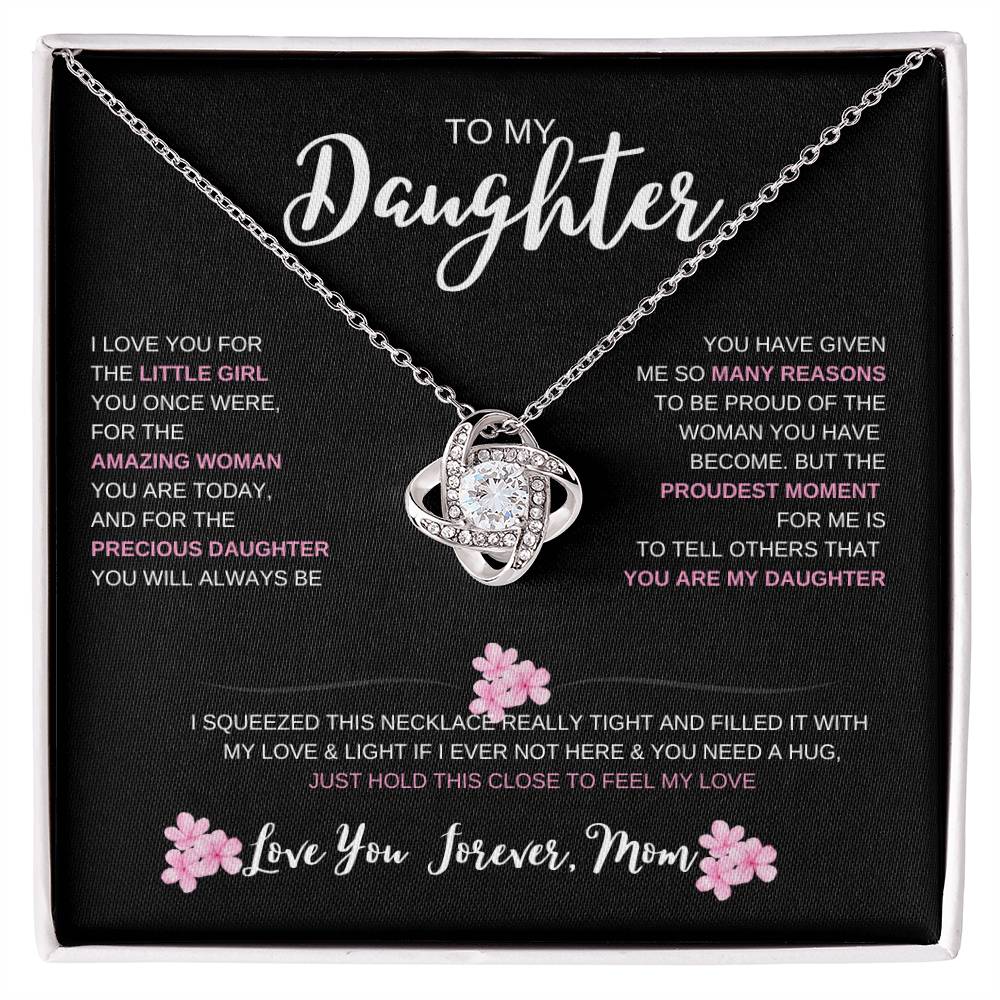 TO My Daughter Love, Mom! Loveknot Necklace