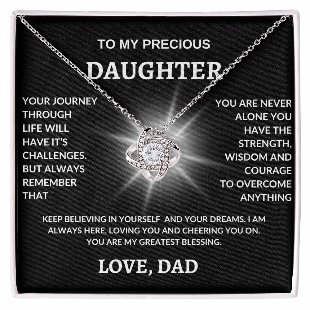 To My Precious Daughter Love Dad! Love Knot Necklace