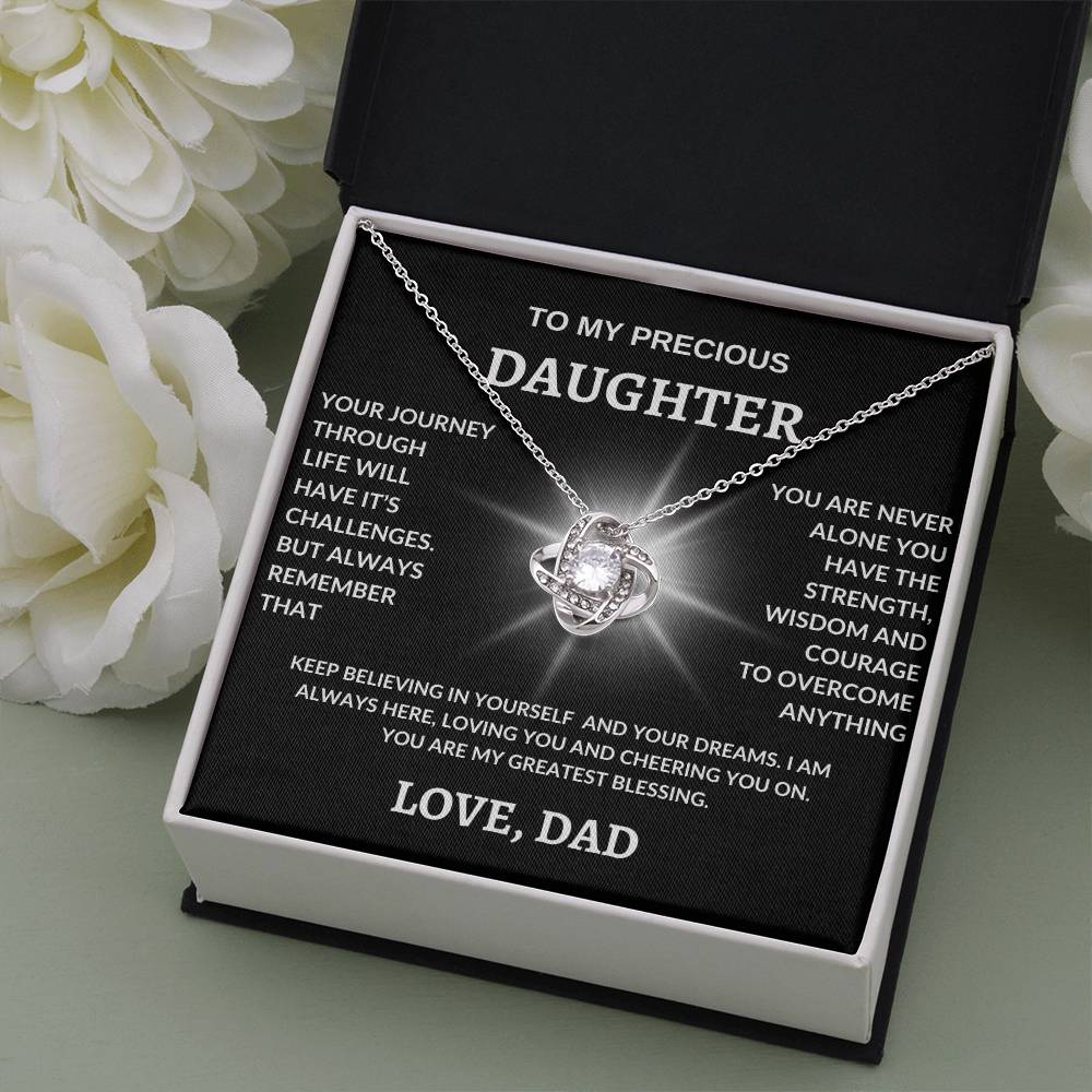 To My Precious Daughter Love Dad! Love Knot Necklace