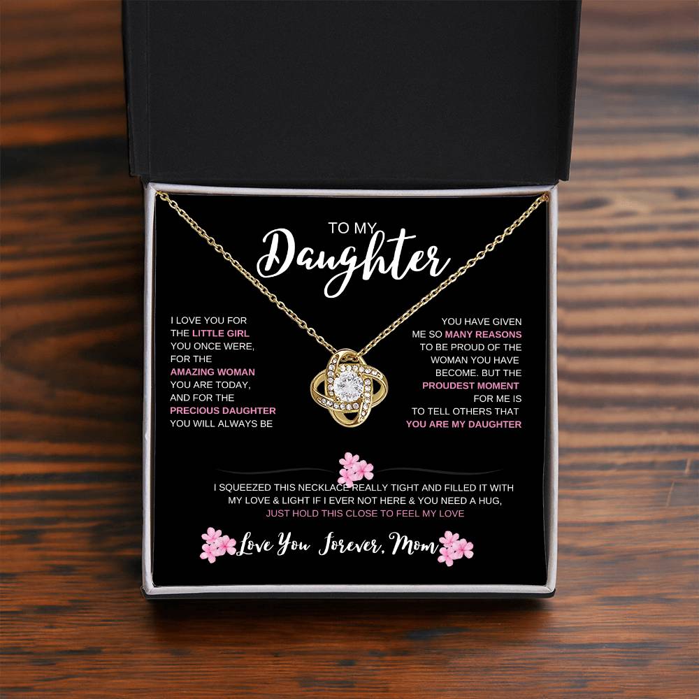 TO My Daughter Love, Mom! Loveknot Necklace