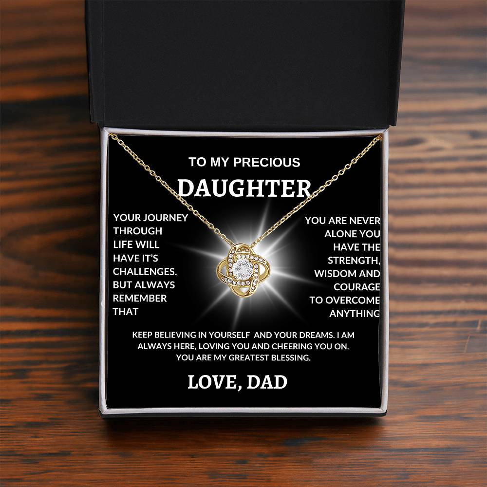 To My Precious Daughter Love Dad! Love Knot Necklace