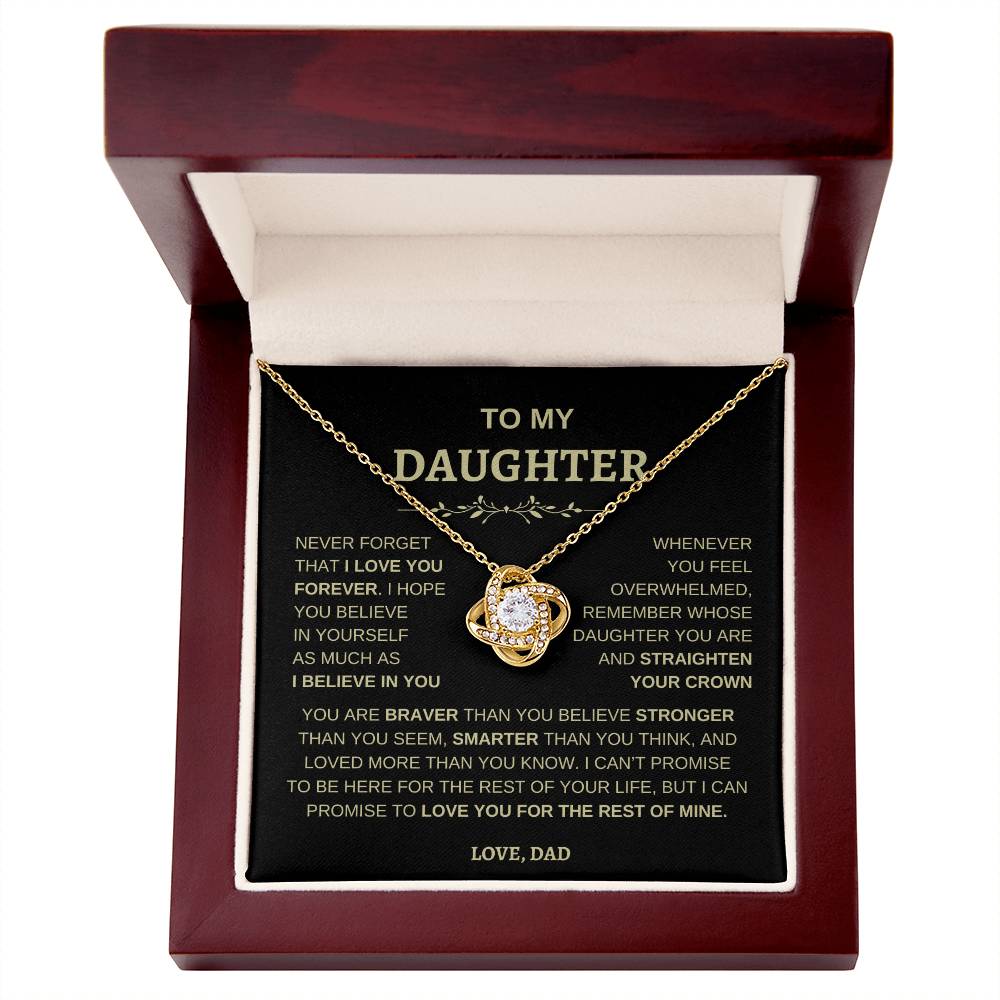 Beautiful Gift For Daughter From Dad "Never Forget That I Love You" Love Knot Necklace