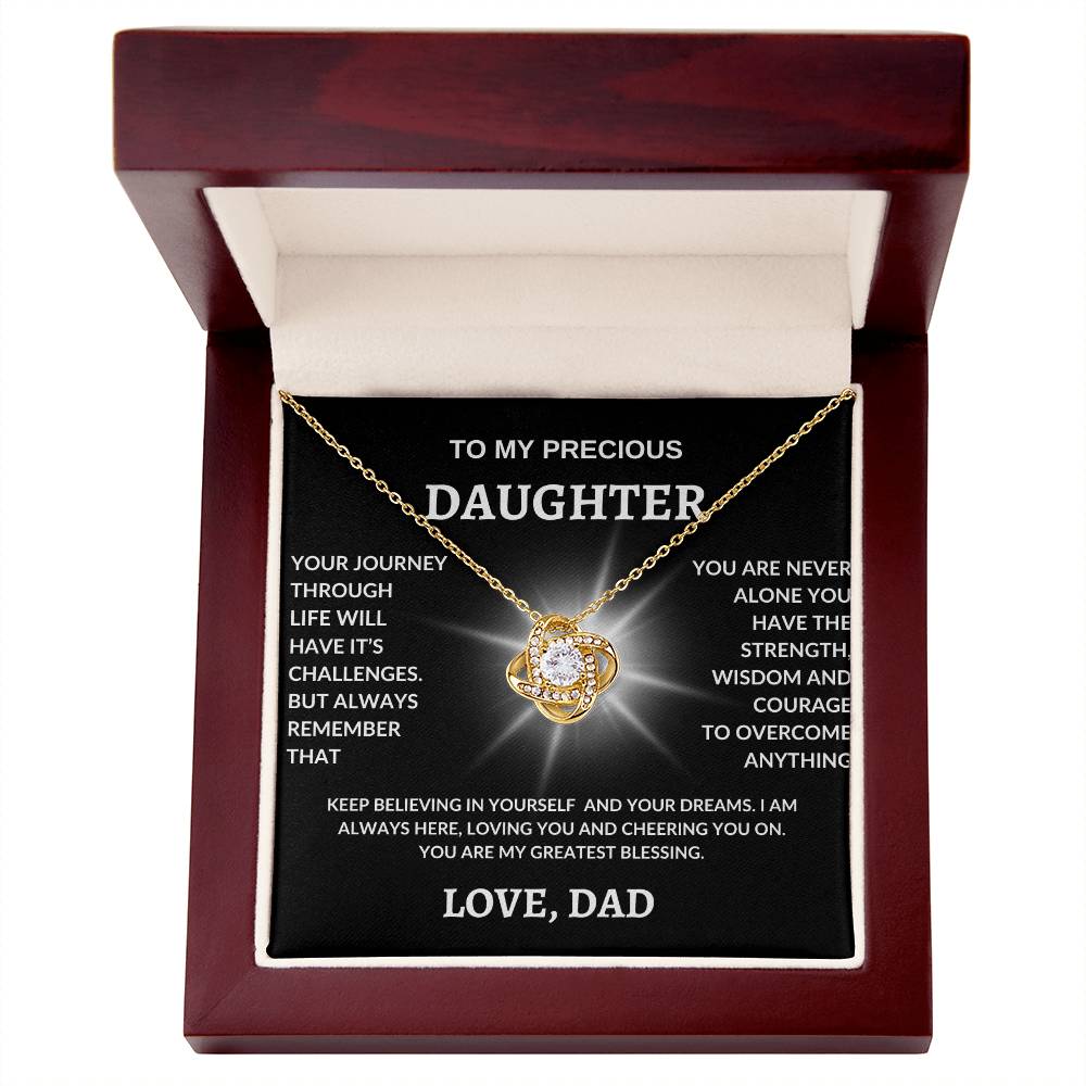 To My Precious Daughter Love Dad! Love Knot Necklace