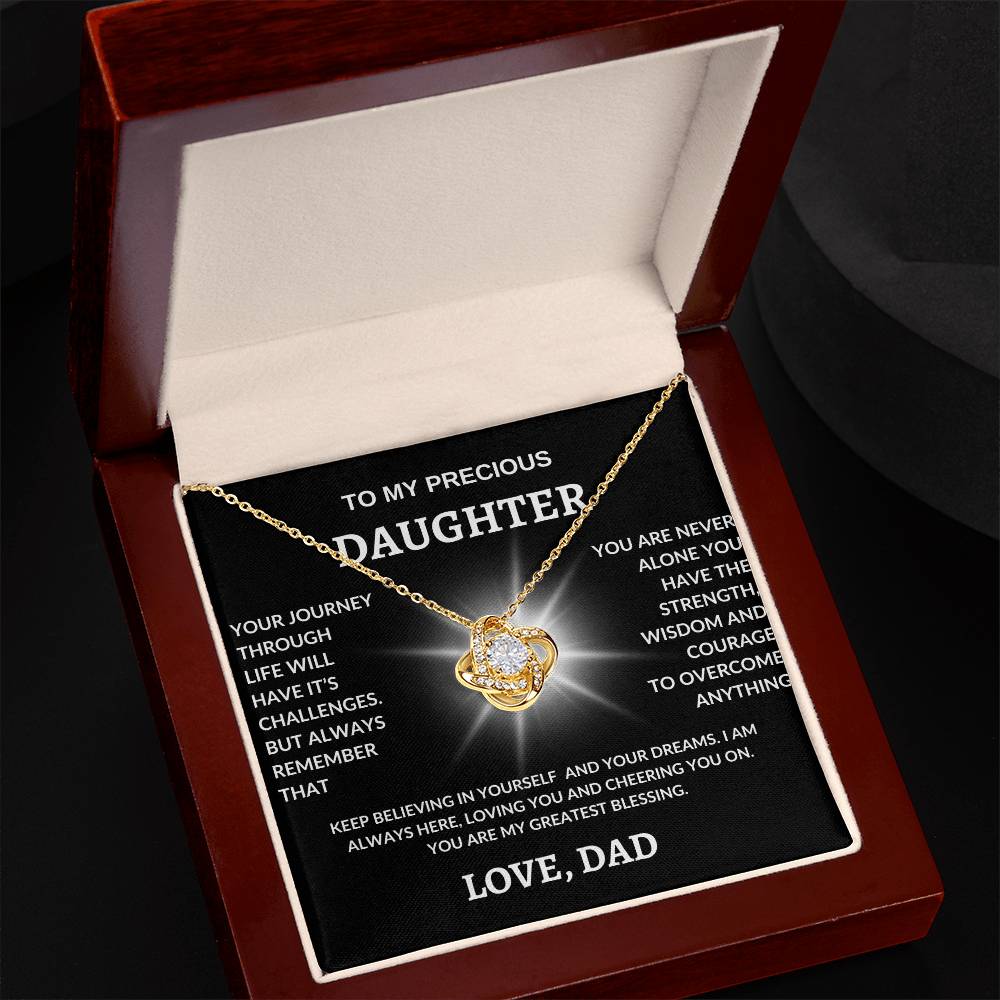 To My Precious Daughter Love Dad! Love Knot Necklace