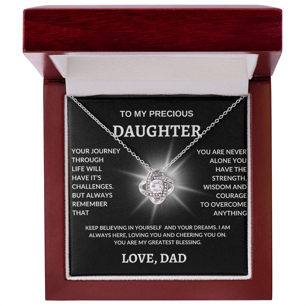 To My Precious Daughter Love Dad! Love Knot Necklace